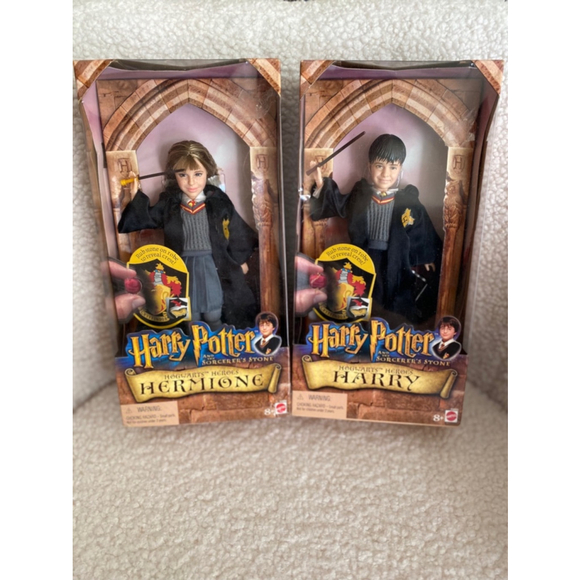 2001 Mattel Hogwarts Heroes Hermoine and Harry Potter Barbies NIB Mint - Picture 1 of 8